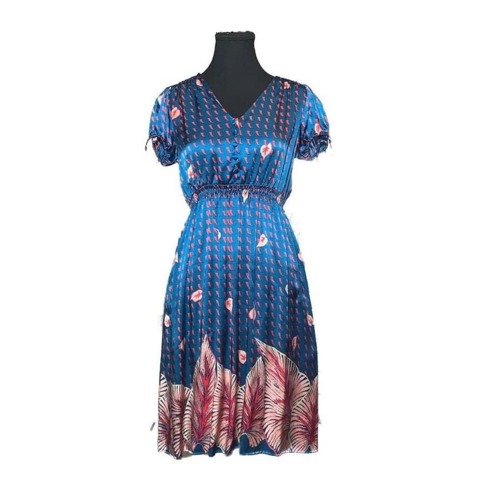 Floral Midi 100% Silk Dress with Pockets
